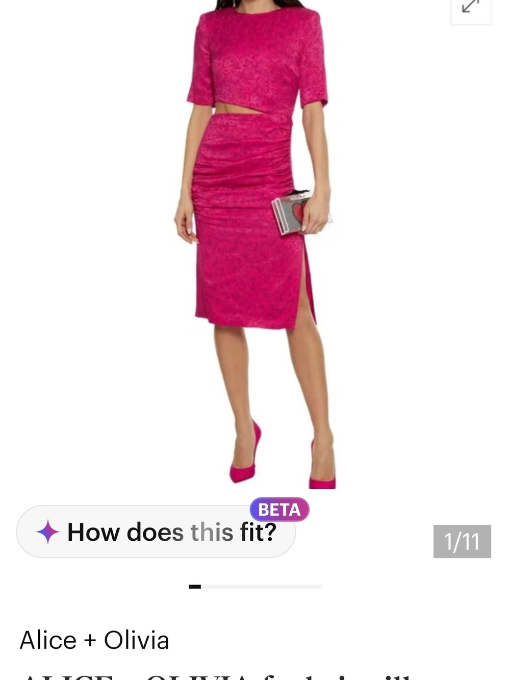 Alice + Olivia Hot Pink Ruched Midi Dress